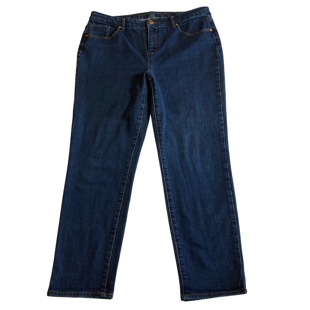 Chico's Size 2 So Slimming Girlfriend Ankle Jeans Dark Wash Blue Casual